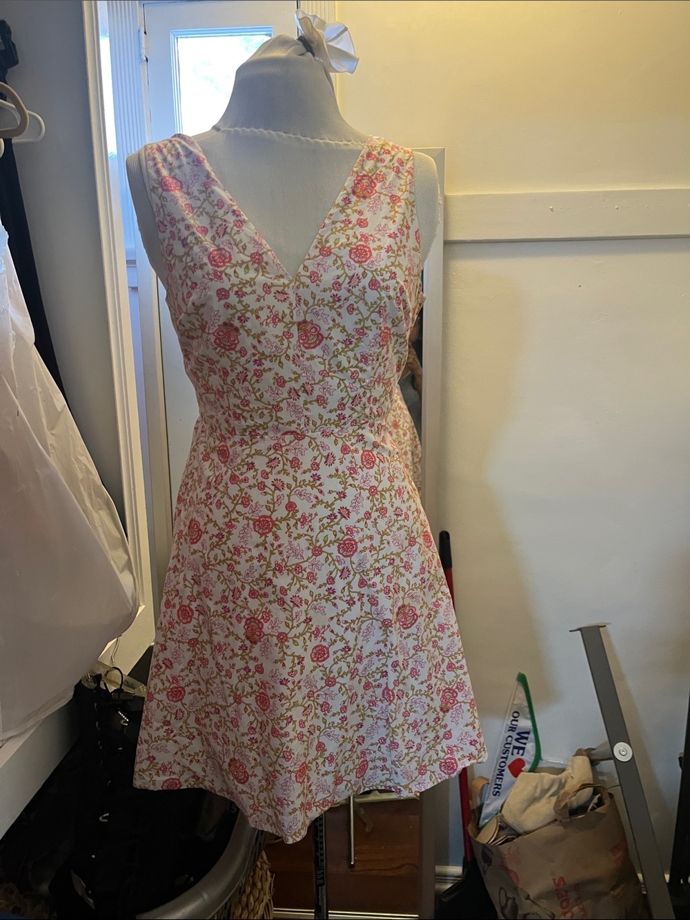 Victoria's Secret Cream Mini Dress with Pink Floral Print